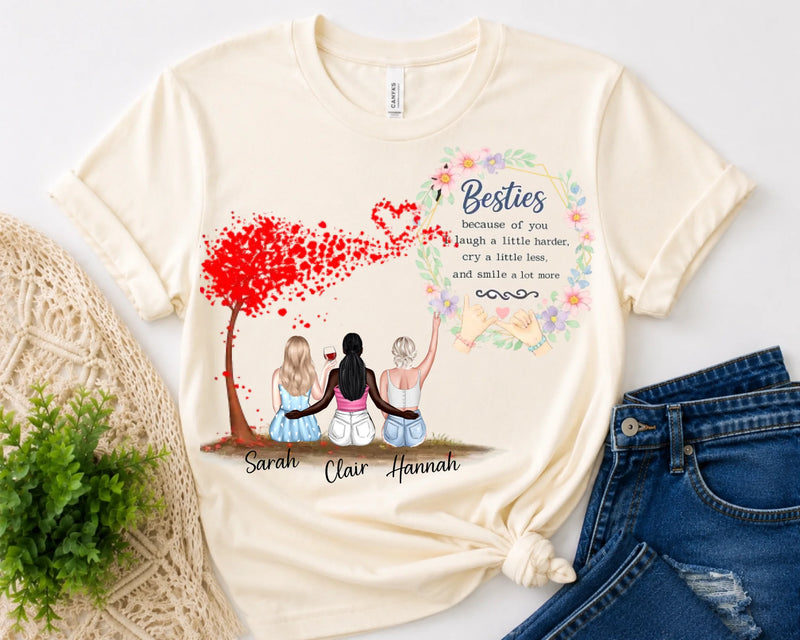 Personalized Besties T-Shirt – Custom Friends Shirt with Names & Quote