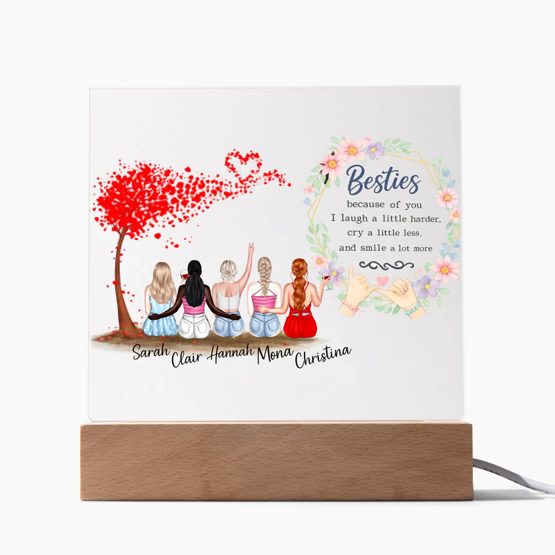 Personalized Besties Acrylic Plaque – Custom Friends Gift with Names & Heartfelt Quote