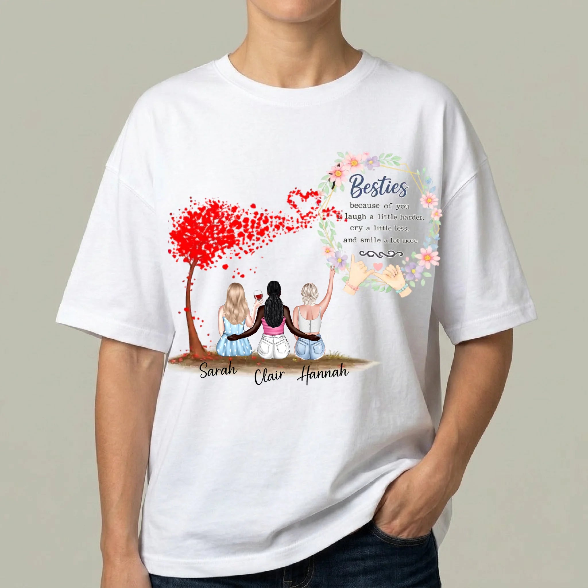 Personalized Besties T-Shirt – Custom Friends Shirt with Names & Quote