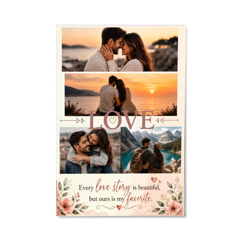 Personalized Couple Photo Collage Canvas – Custom Romantic Wall Art Gift