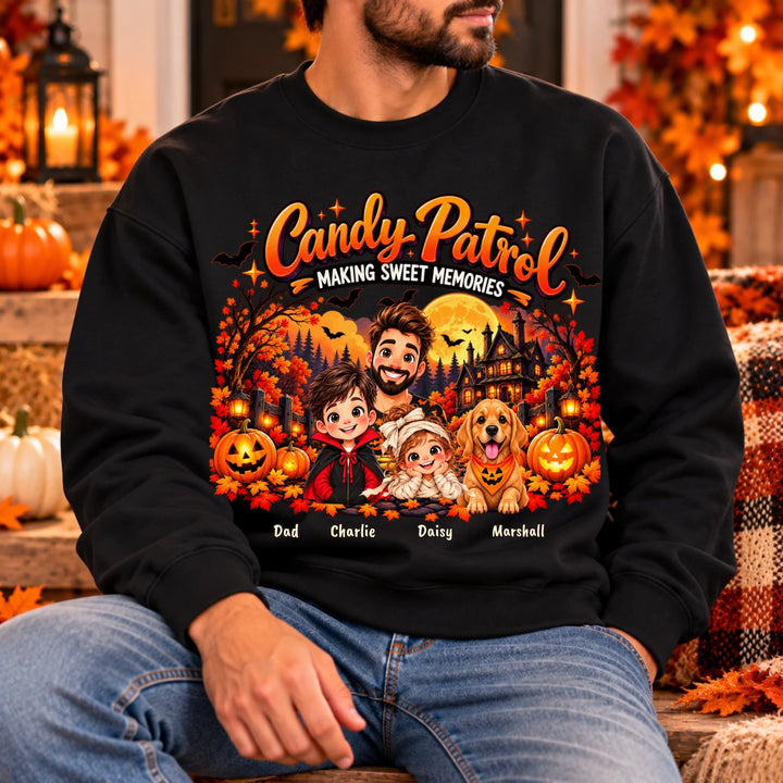 Cozy Autumn Black Sweatshirt Porch Portrait