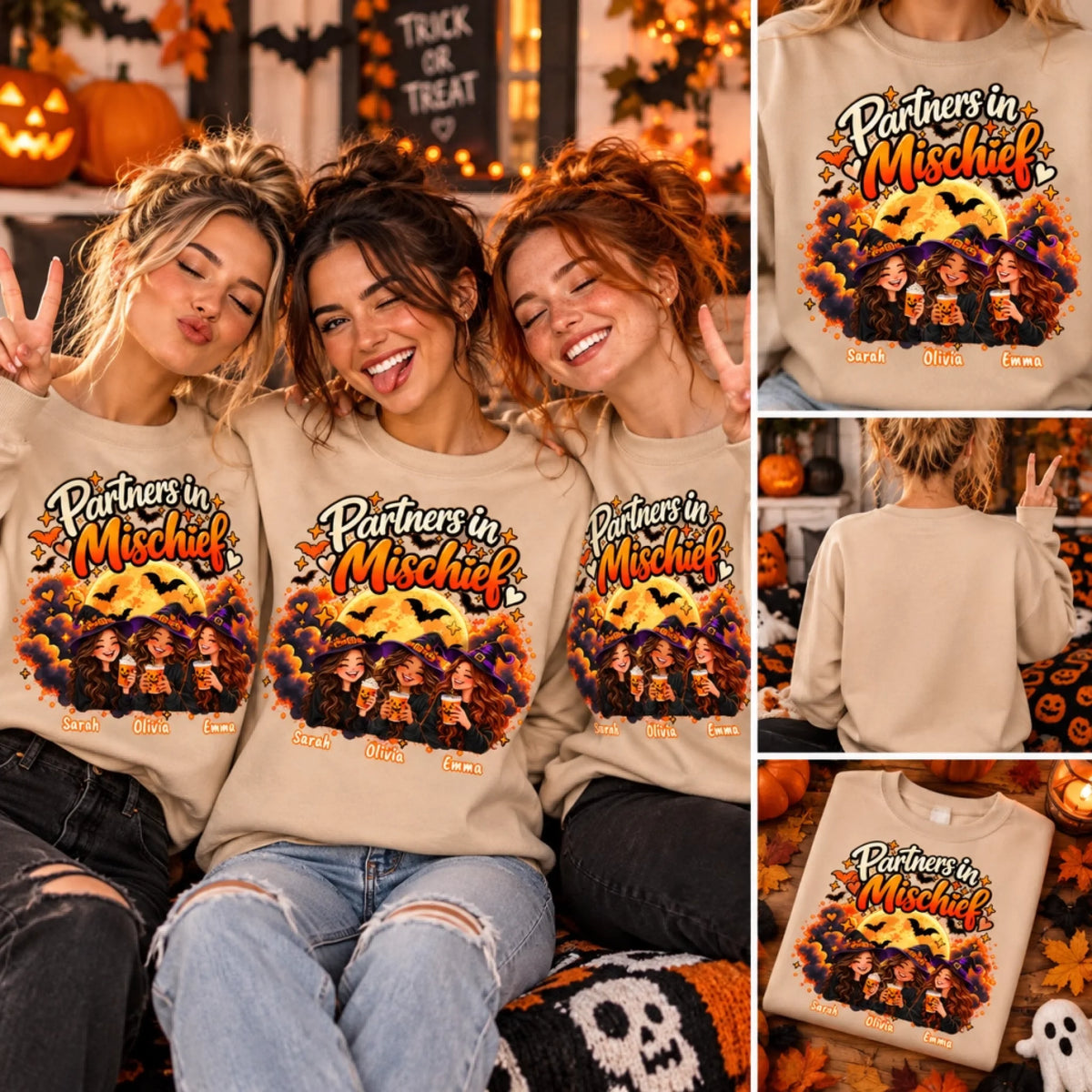 Halloween Best Friends Sweatshirt Collage
