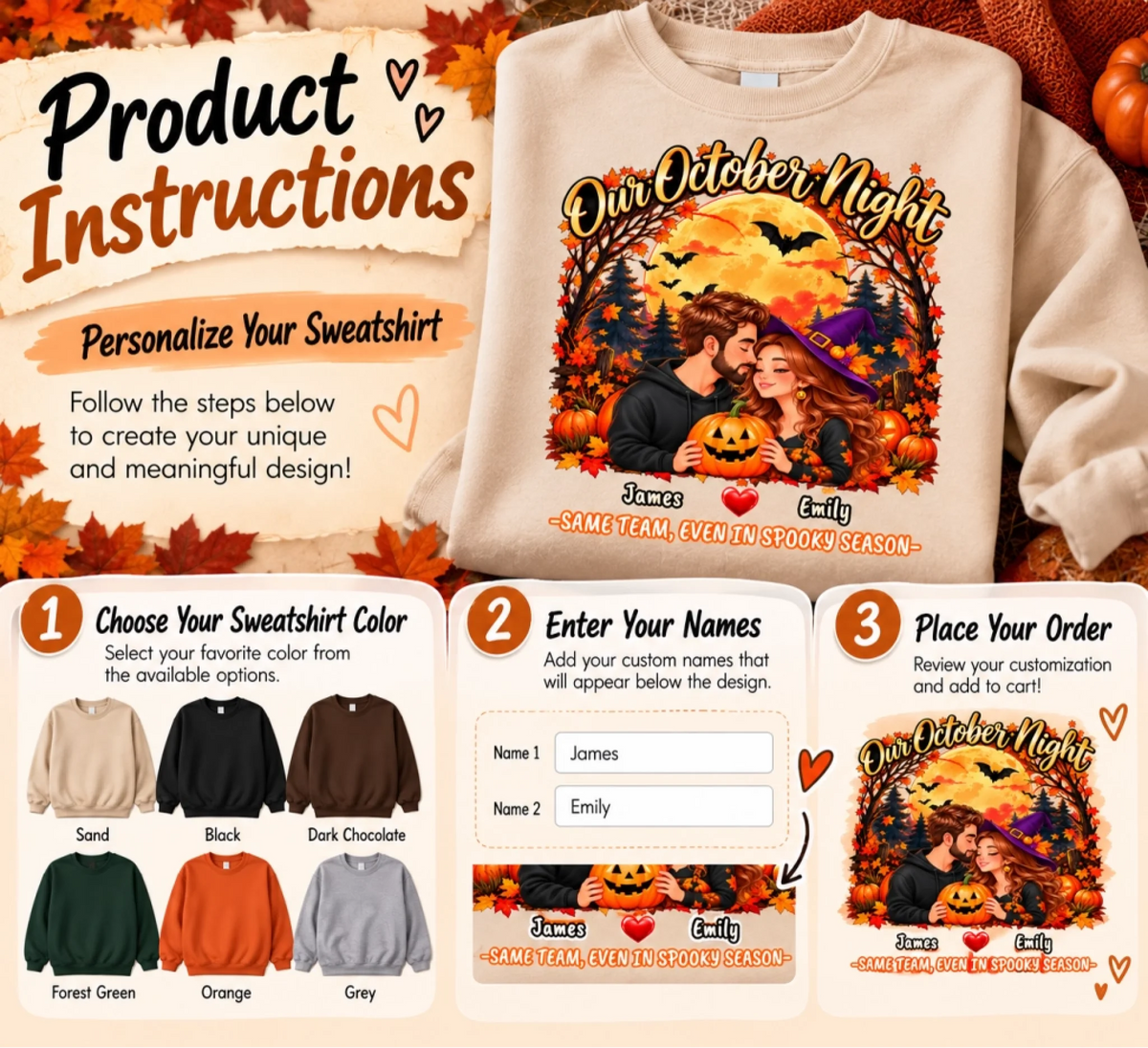 Personalize Your Autumn Halloween Sweatshirt