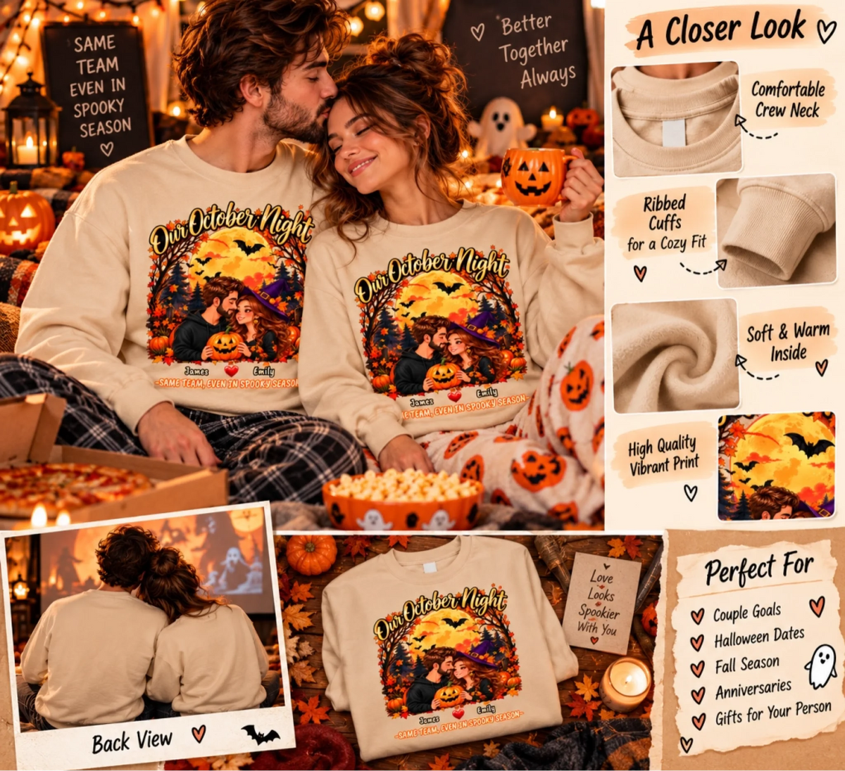 Cosy October Night Couple Sweatshirts