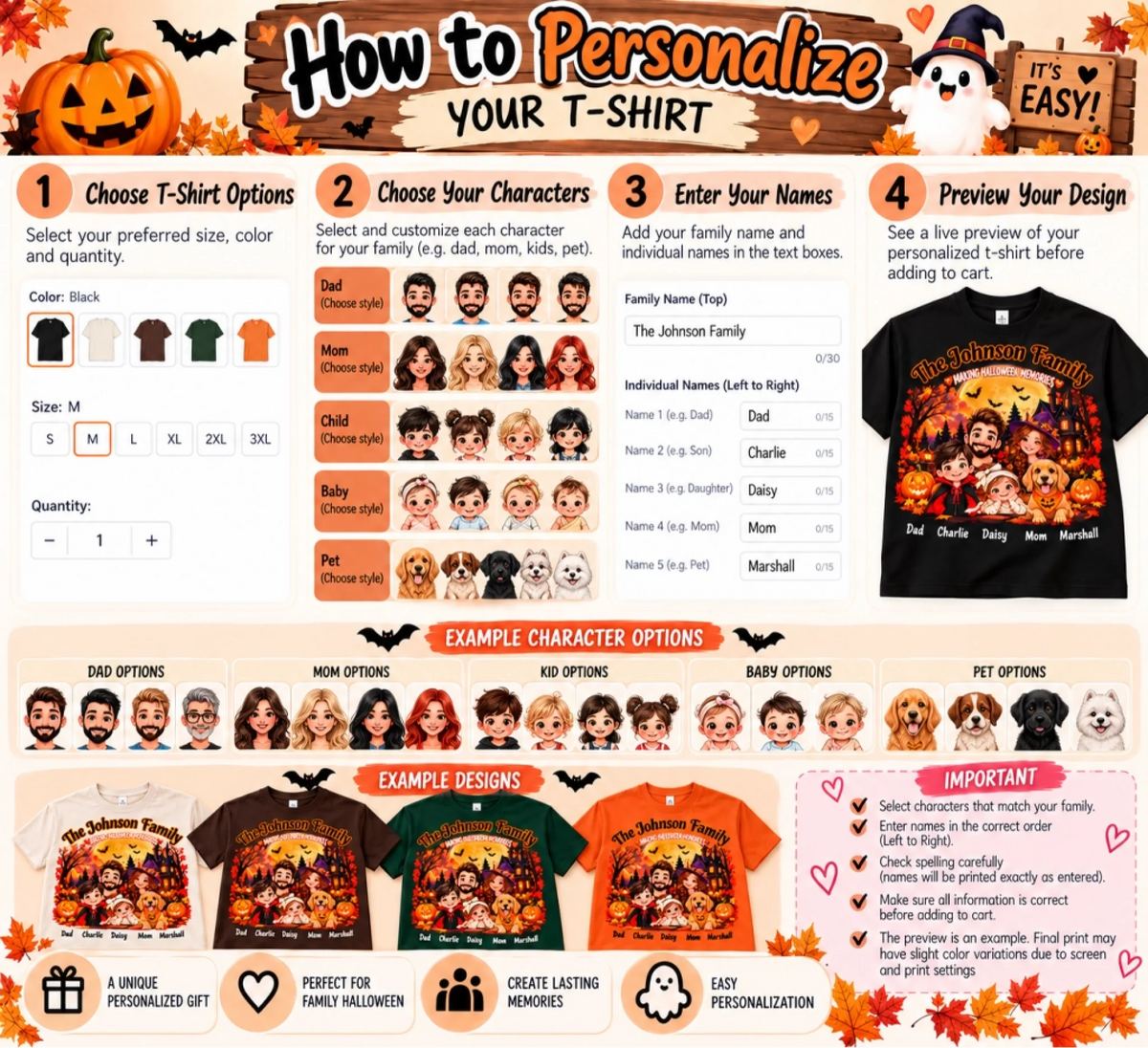 Halloween Family T-Shirt Personalisation Guide
