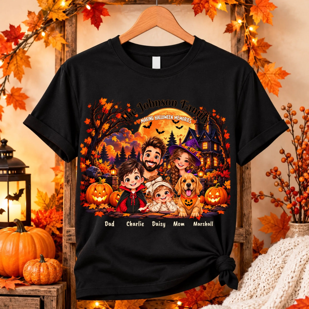 Autumn Halloween Black Tee Mockup