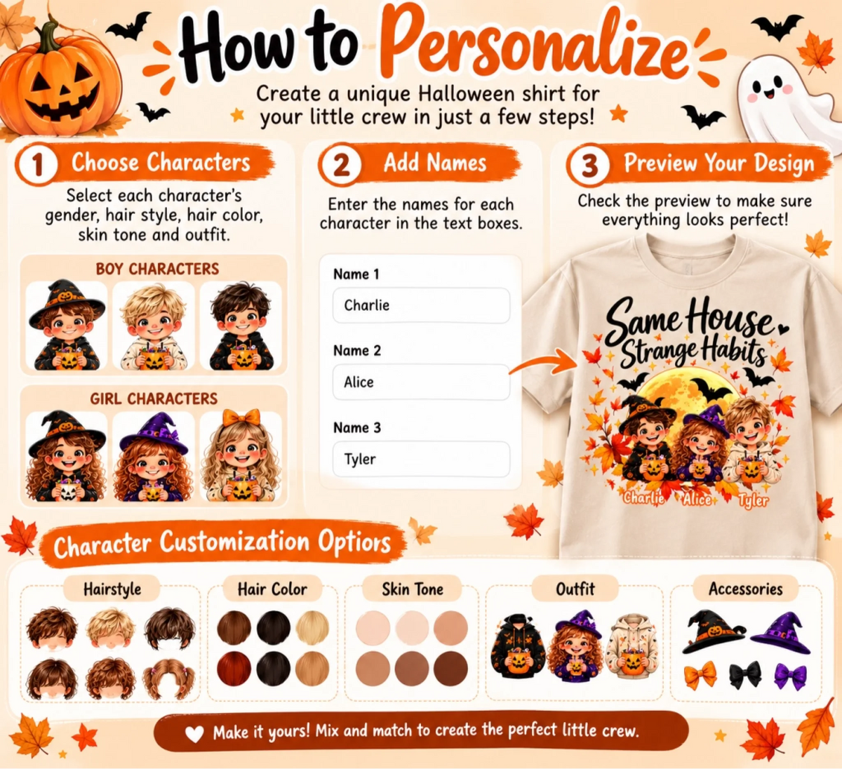 Halloween T-Shirt Personalisation Guide