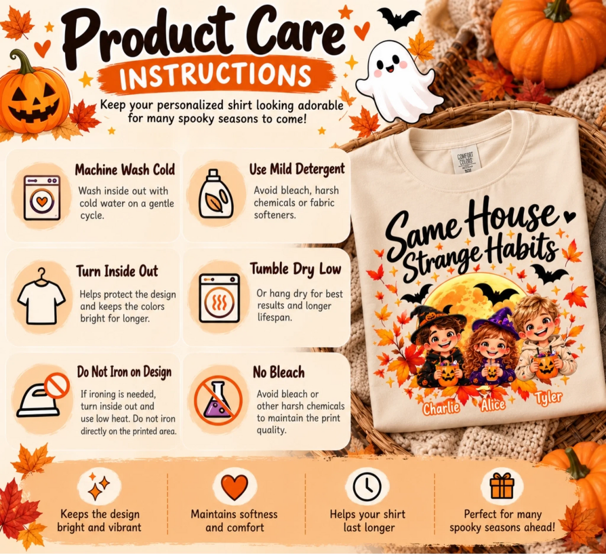Cozy Halloween T-Shirt Care Guide