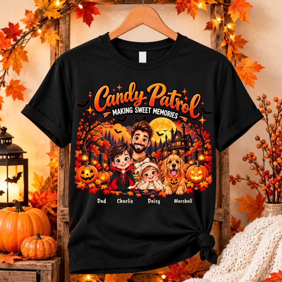 Autumn Halloween Black Tee Mockup