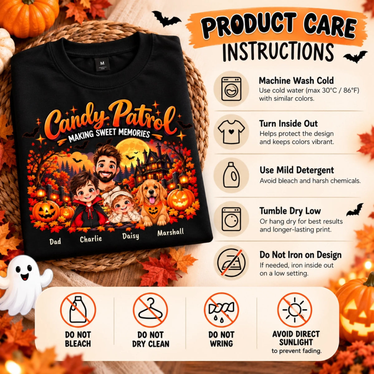 Candy Patrol T-Shirt Care Guide