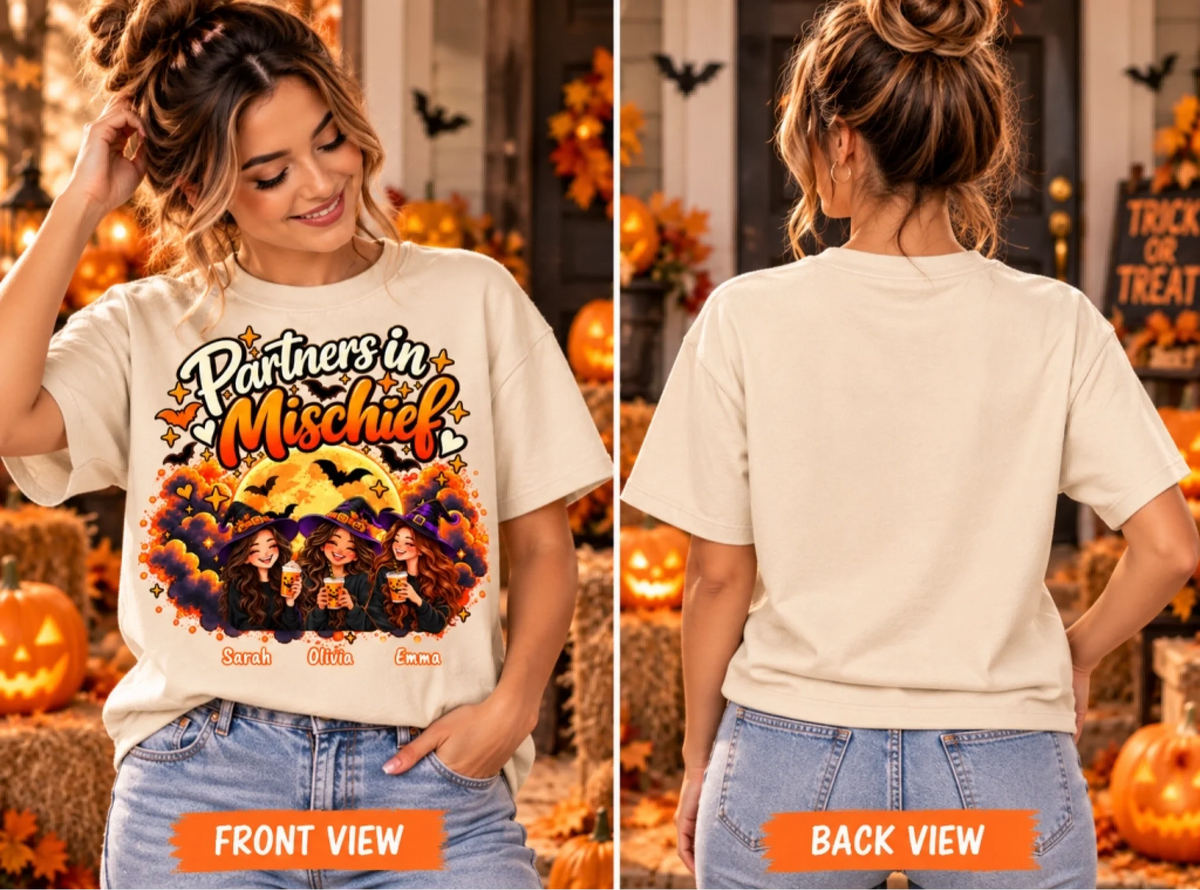 Partners in Mischief Halloween Tee Mockup