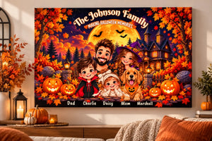 Cozy Halloween Family Canvas Display