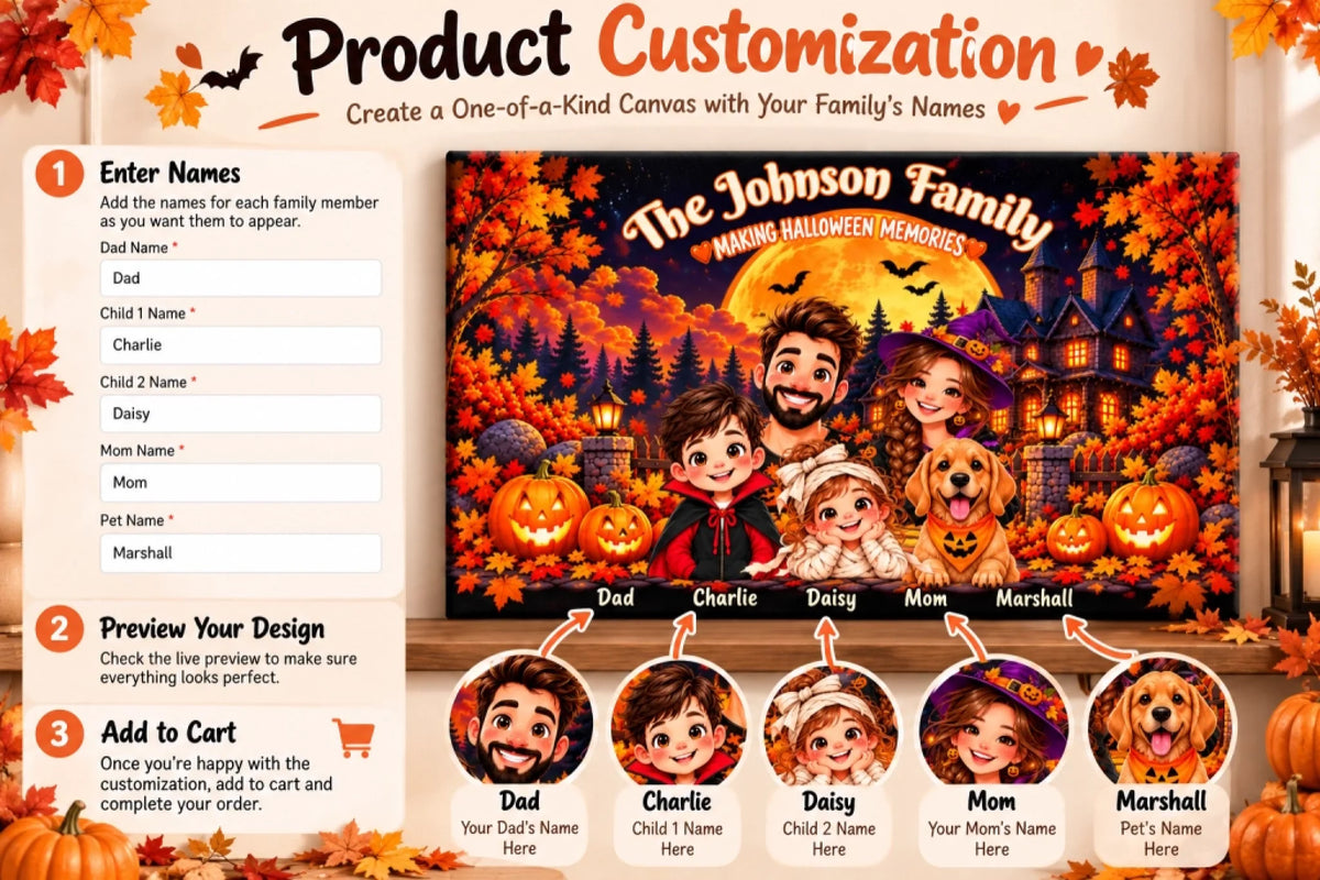 Personalised Halloween Family Canvas Guide