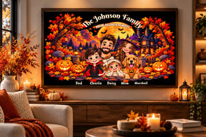 Warm Autumn Living Room Canvas Mockup