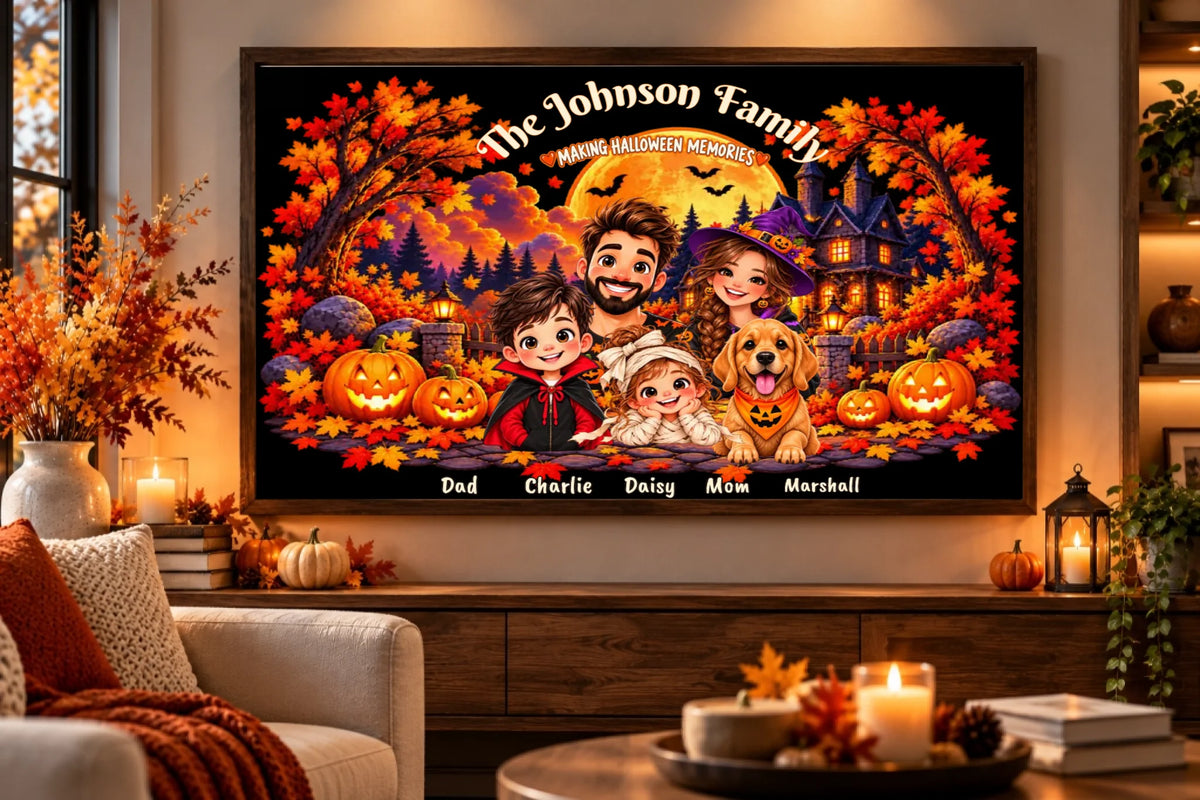 Warm Autumn Living Room Canvas Mockup