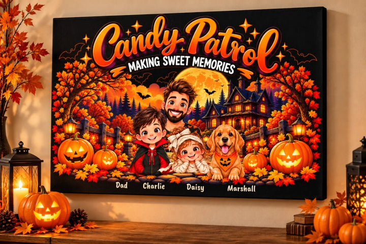 Candy Patrol Halloween Family Canvas