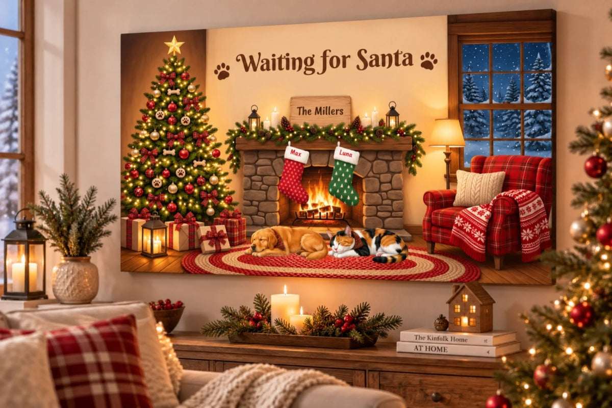Cozy Christmas Fireplace Wall Display