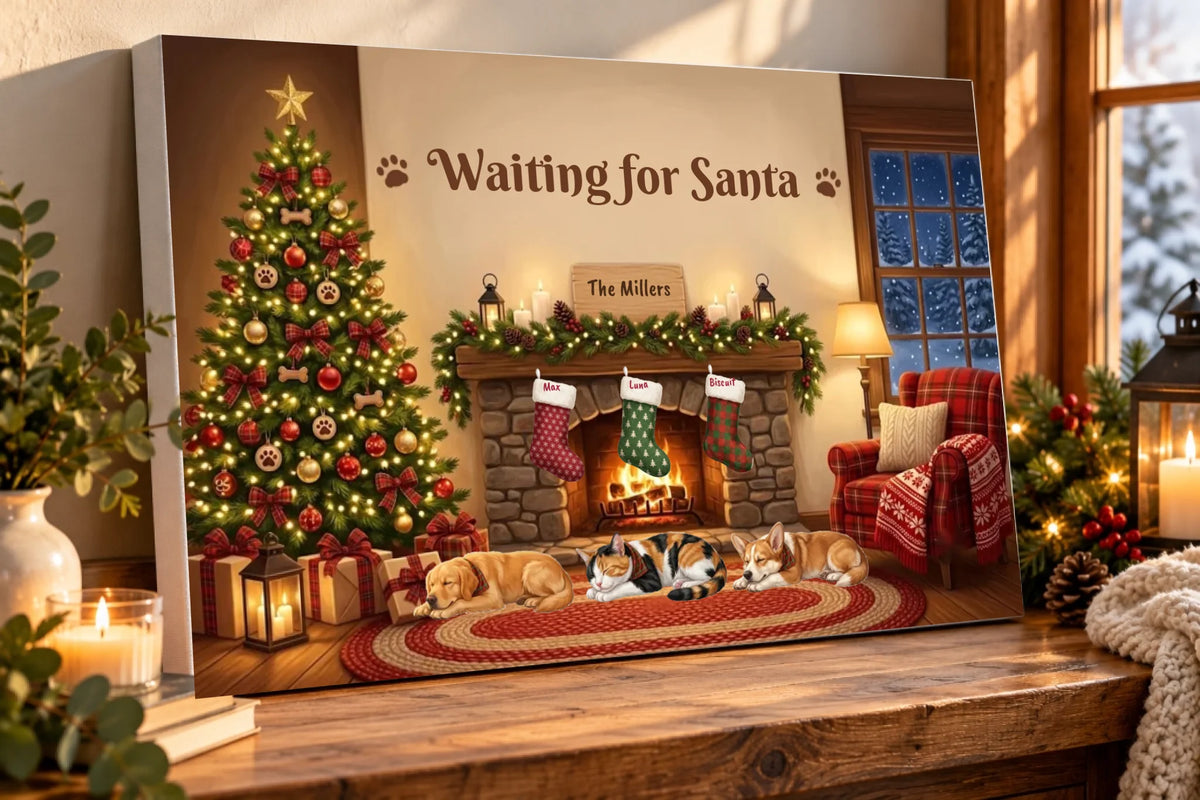 Cozy Christmas Canvas Mockup by the Window