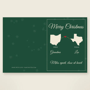 Personalized Miles Apart Christmas card front